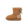 Bailey Sheepskin Bow Fleece Short Mid-Calf Snow Boots Kids Boots Chestnut 1123617T-CHE