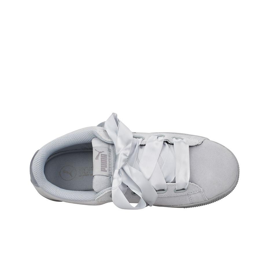 Puma Vikky Platform Ribbon Satin Ретро Повседневные Низкие Кроссовки Женские кроссовки Серый Белый 366418-02