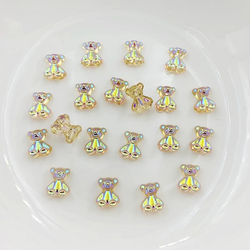 30pcs Cute Animal Bear Crystal Flat Back Rhinestone Nail Art Decoration DIY Clothing Hair Accessories Materials