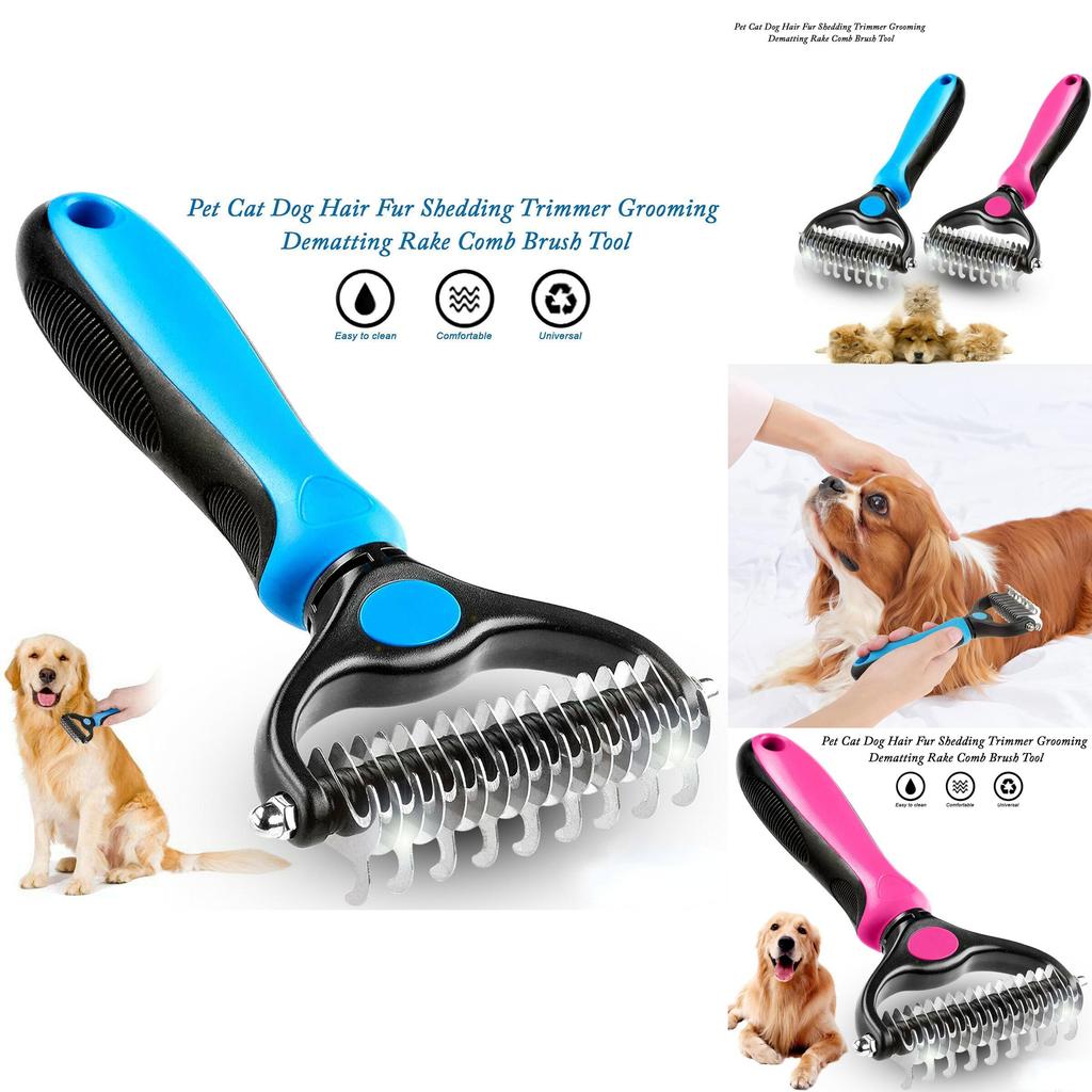 Ergonomic Pet Hair Remover Comb With No-scratch Rounded Outside Teeth For Safe Grooming