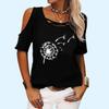 Women Fashion Round Collar Short Sleeve Tee Shirt Ladies Off Shoulder Top Summer Casual Floral Print T-shirt