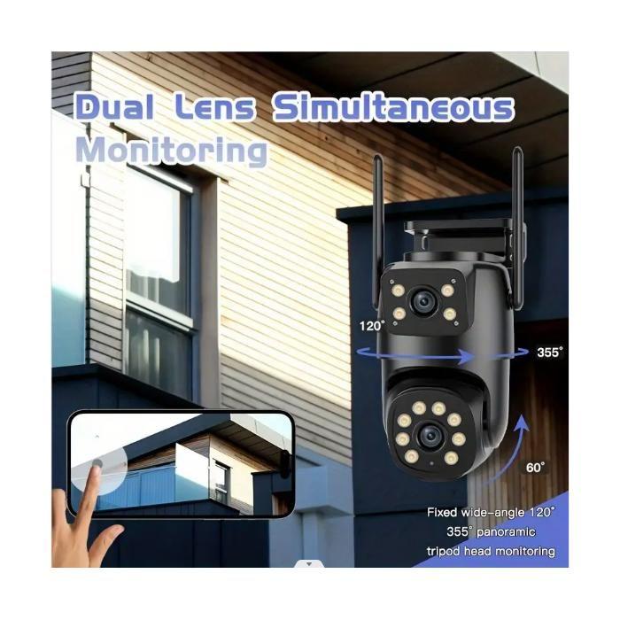 4MP Dual Lens WiFi Security Camera, 2.4 GHz, AI Human Tracking and Color Night Vision, Two-Way Audio