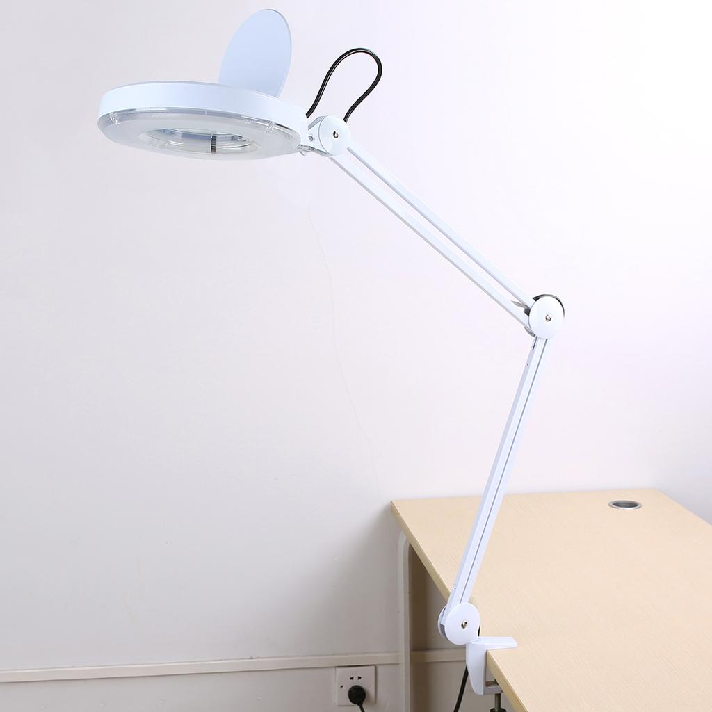 Beauty Cosmetic Tattoo Manicure 5x Magnifying Lighted Desk Magnifier Light Lamp With Clamp