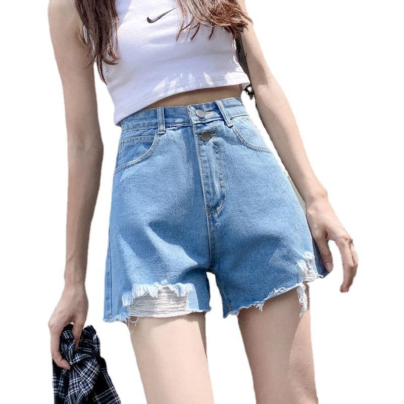 Classic and Minimalist Fashion Versatile Summer Black Female Loose High-waisted A Word Thin Outside Wearing Wide-legged Denim Shorts Individuality