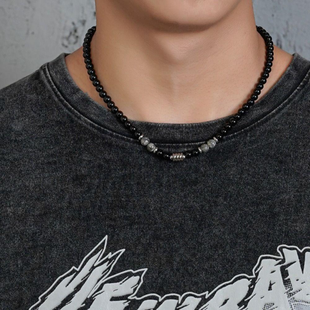 Chain Natural Stone Strand Beaded Girl Gift Personality Necklace Fashion Jewelry Men Bead Necklace