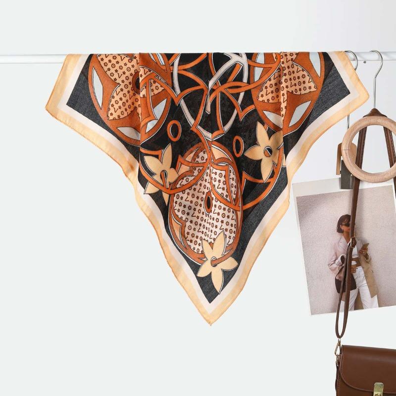 New Women's Temperament Small Square Scarf Decorative Scarf Velvet Small Silk Scarf New Autumn and Winter Warm Scarf