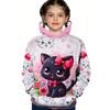 Очаровательная толстовка с капюшоном для девочек с изображением кошек — дышащая и удобная повседневная толстовка с принтом животных, идеально подходит для осени/зимы