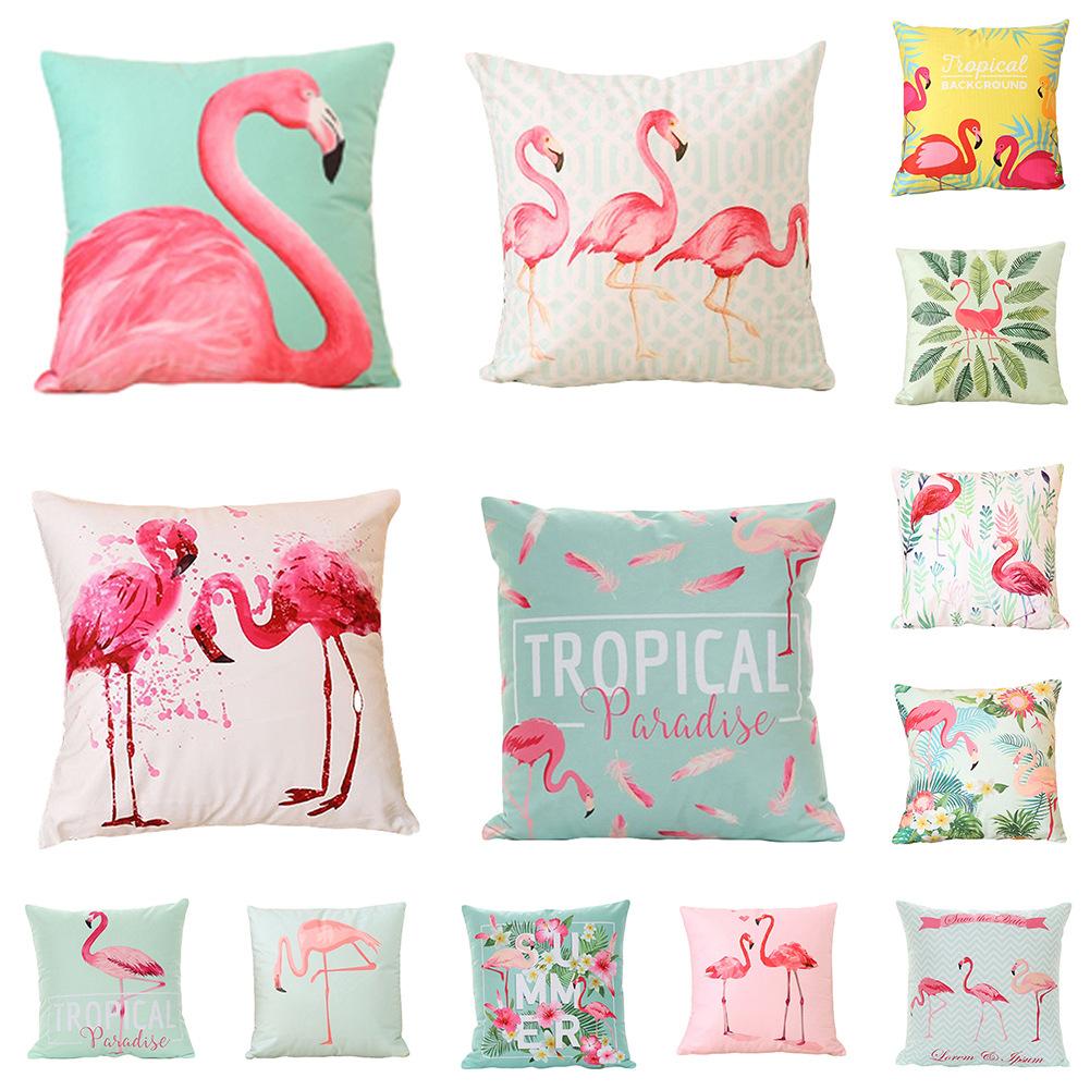 Длинноногий Фламинго Серия Льняная Наволочка Чехол для Подушки