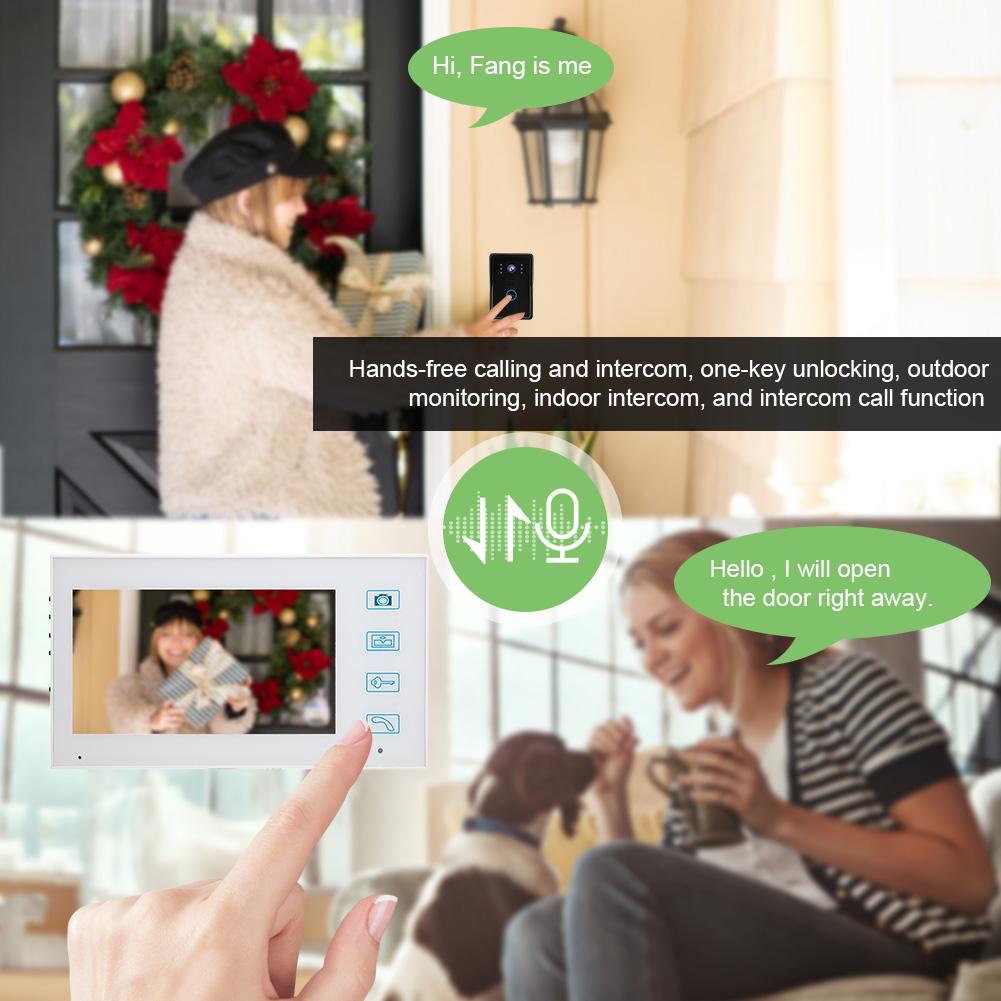 7-дюймовый TFT видеодомофон 2 монитора 2.4G беспроводной дверной телефон дверной звонок ИК ночное видение водонепроницаемый