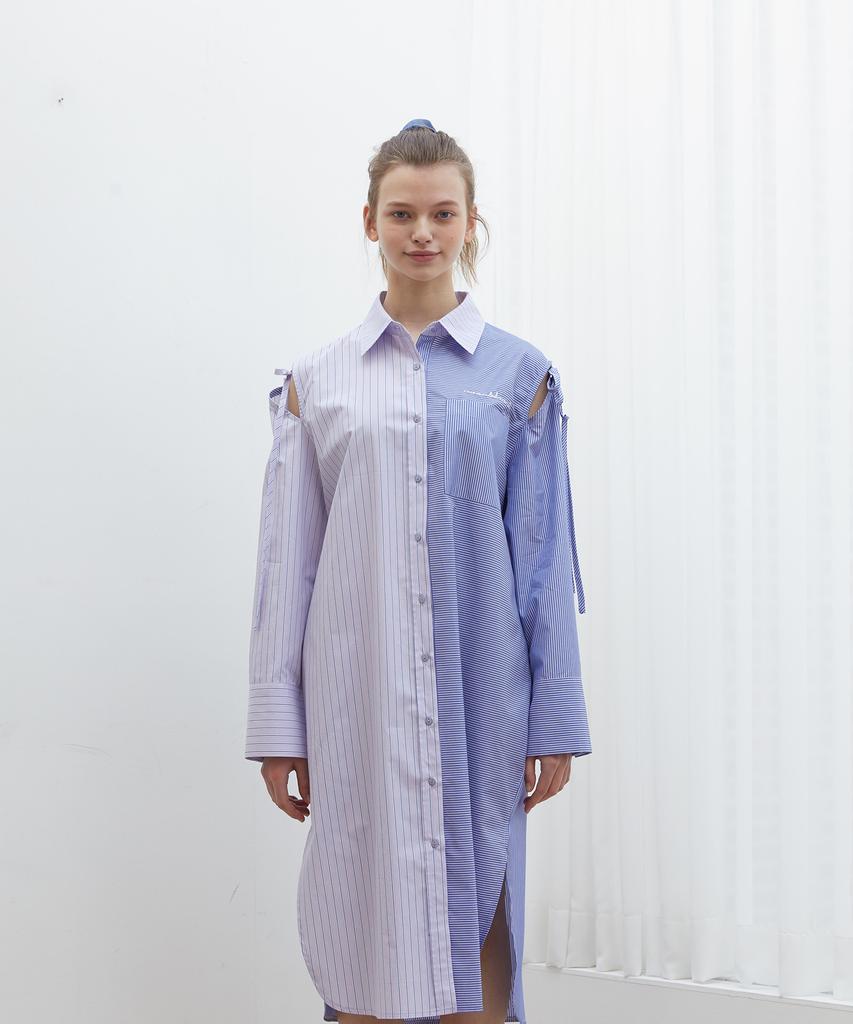 Near And Dear Striped Combination Shirt Dress