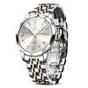 Analog Gold Luminous Business Watch for Stylish Arm Watch for Popular Silver Dial Stainless Steel Metal Watch for Light Arm Easy To Casual Men's