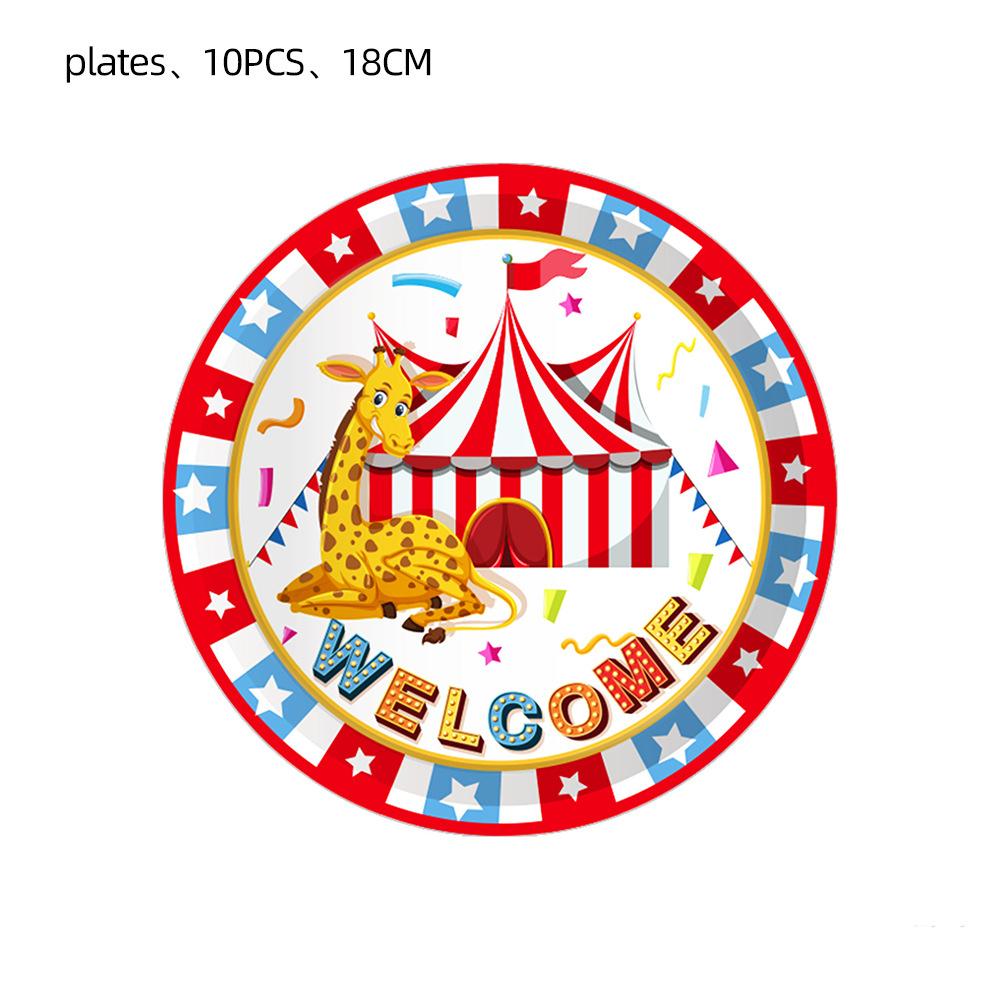 Carnival Circus Animals Decorations Banner Birthday Disposable Tableware Tablecloth Plate Cup Napkin Favors Party Supplie