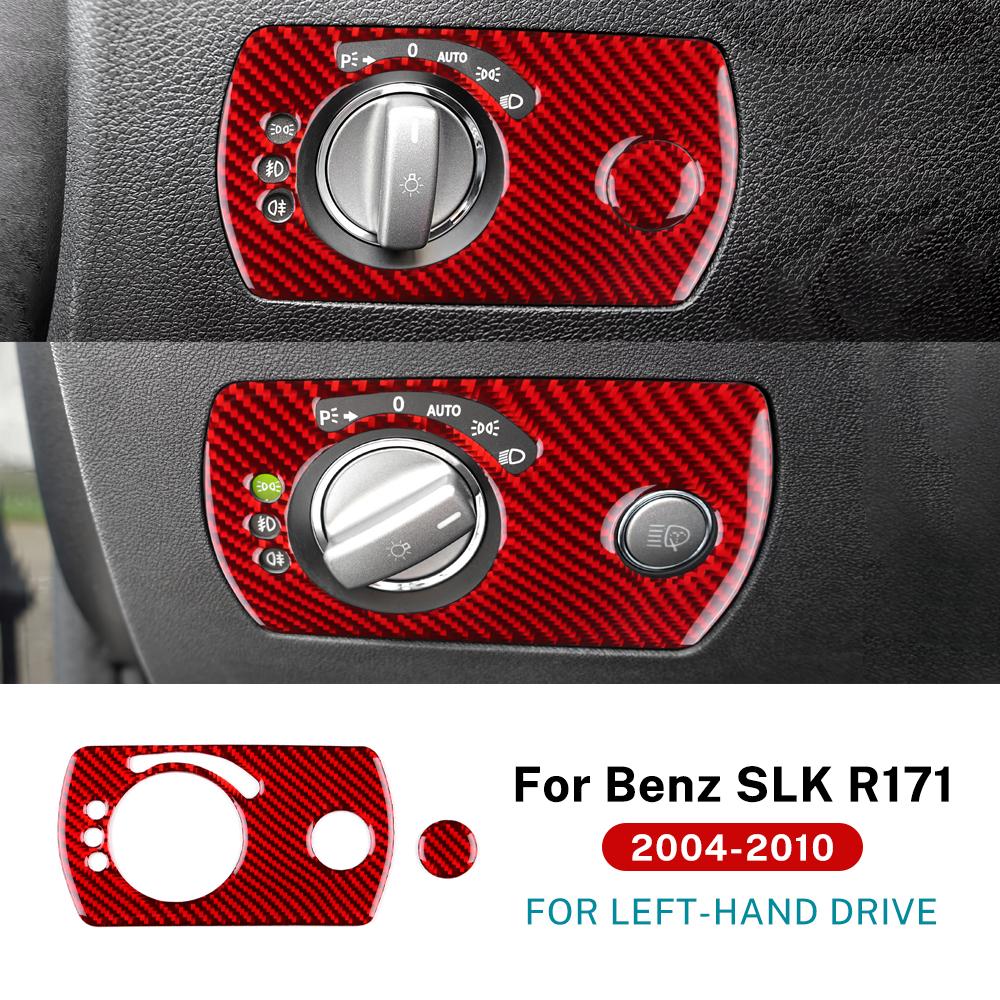 Наклейка-накладка из настоящего мягкого углеволокна для Mercedes Benz SLK R171 2004 2005 2006 2007 2008 2009 2010 Рамка переключателя фар автомобиля