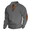 Men's Quilted Sweatshirt Casual Corduroy Quarter Button Up Pullover Long Sleeve Stand Collar