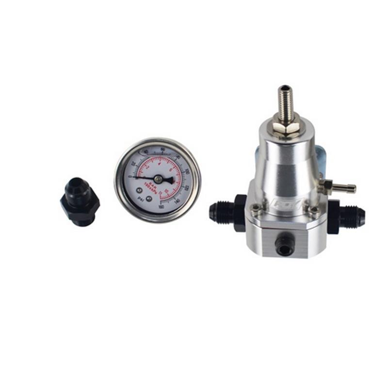 RESO- Universal 30-70 PSI Black Aluminum Car Fuel Pressure Regulator Gauge 3 AN6 Fitting 3 Washers Kit