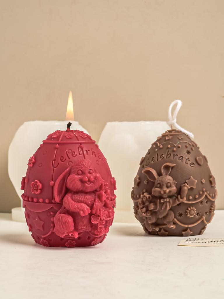 Сделай сам пасхальное яйцо кролика силиконовая форма для свечи 3D рельефный кролик мыло ручной работы гипс смоляные украшения поделки формы домашний декор подарки