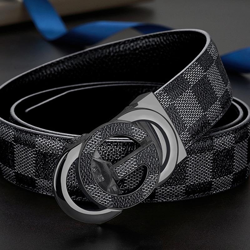 Men's Genuine Leather Belt with G Letter Automatic Buckle - Trendy Business Style for Young Men