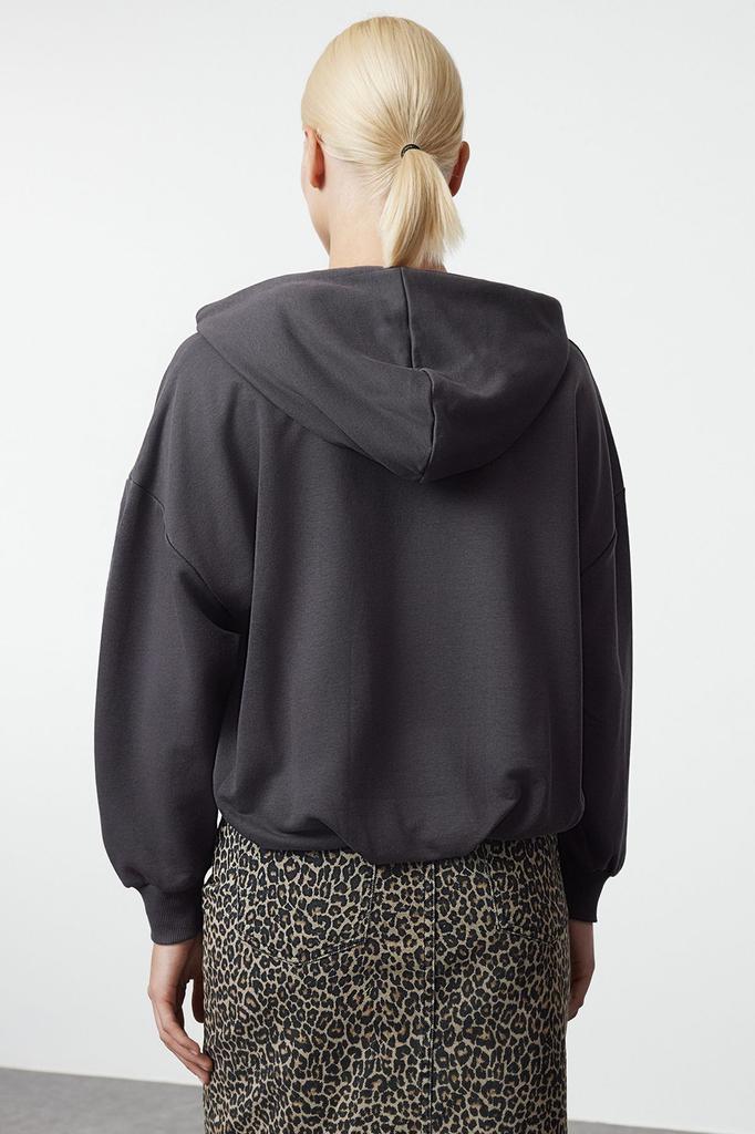 Женская модная стильная толстовка цвета индиго, толстый флисовый свитер с капюшоном, непринужденный удобный крой, вязаная толстовка