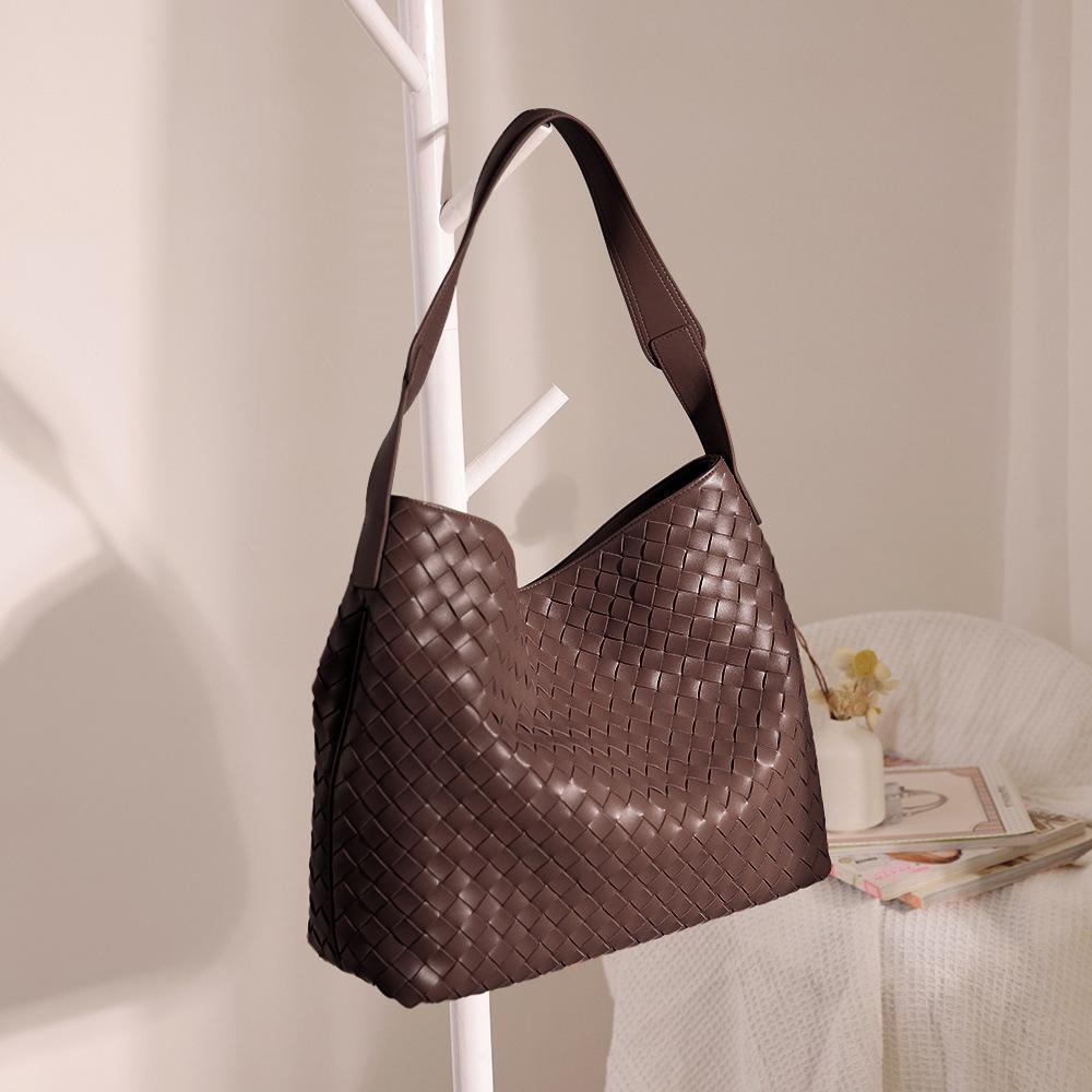 Женская сумка из взрывной кожи, пересекающая границы, простая и модная плетёная сумка-тоут, вместительная ручная сумка на плечо, женская из коровьей кожи