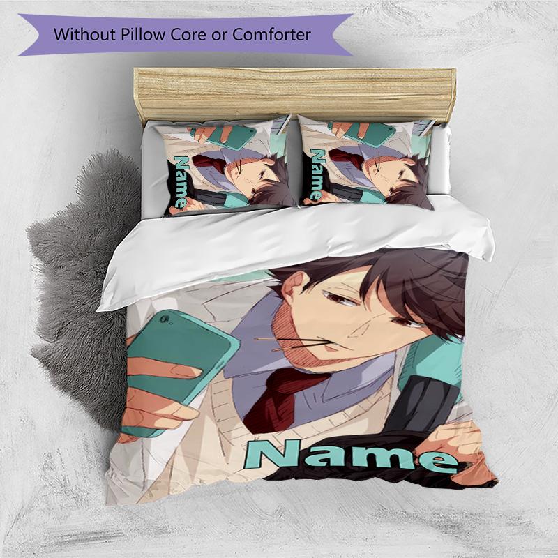 3pcs Oikawa Tooru1 Cover Set - Personalized Name, HD Printed Bedding with 1 Cover and 2 Pillowcases - Perfect for Home Decor, Easy Care
