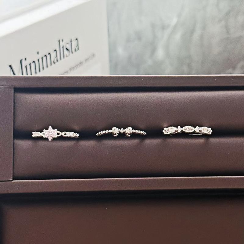 Маленькое, Простое И Изысканное Кольцо с Открытием с Мелкими Бриллиантами, Маленькое, Свежее, Нишевое, Высококлассное, Кольцо на Указательный Палец в Стиле Легкой Роскоши