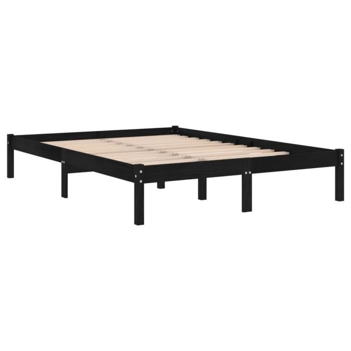 VidaXL Bed Frames Black Solid Wood 150x200 Cm Extra Large 810026