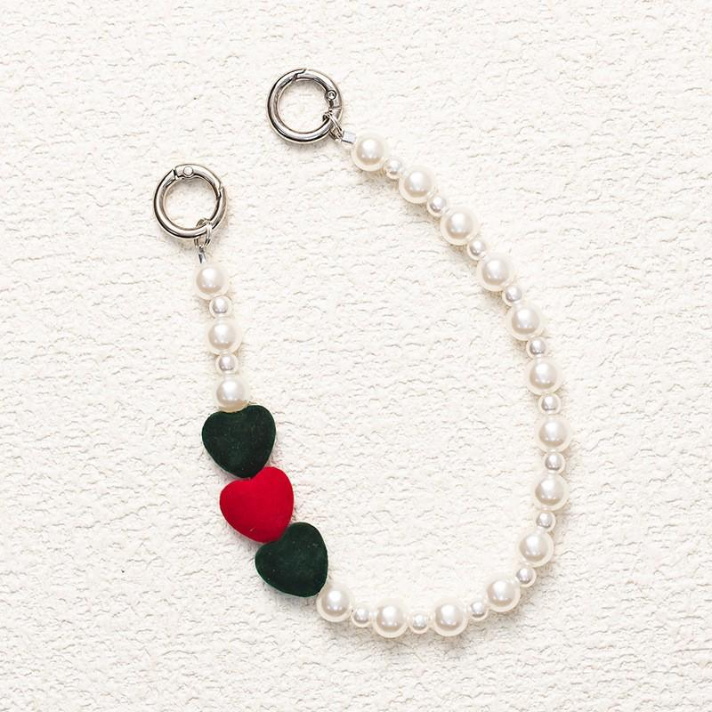 Брелок для мобильного телефона на запястье из хрустальных бусин в форме сердца с металлической пряжкой