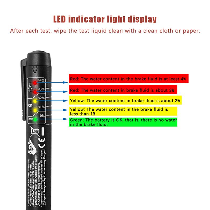 Automotive Brake Fluid Brake Oil Testing Pen Vehicle Brake Fluid Tester Oil Quality Test Display Pen Automotive Testing Tools
