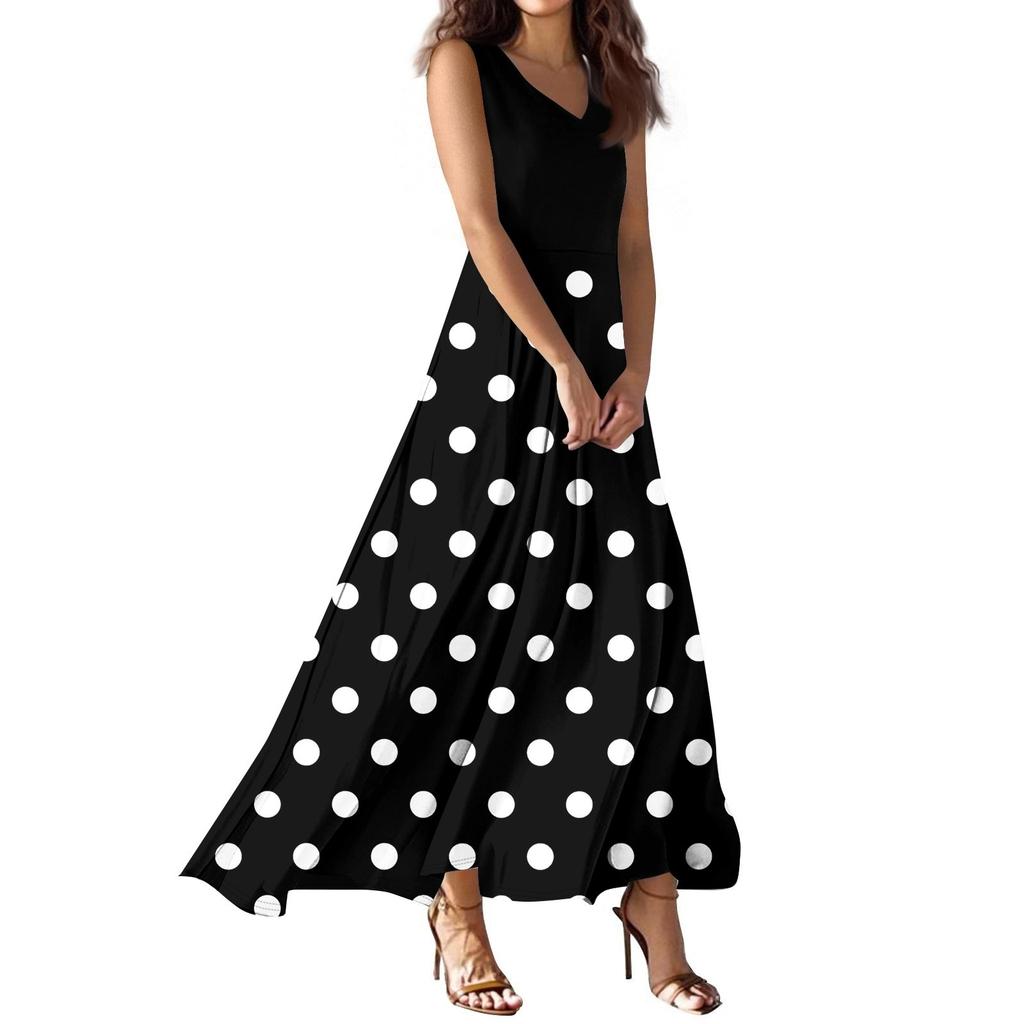 Женское летнее повседневное модное платье с принтом, платье без рукавов с V-образным вырезом