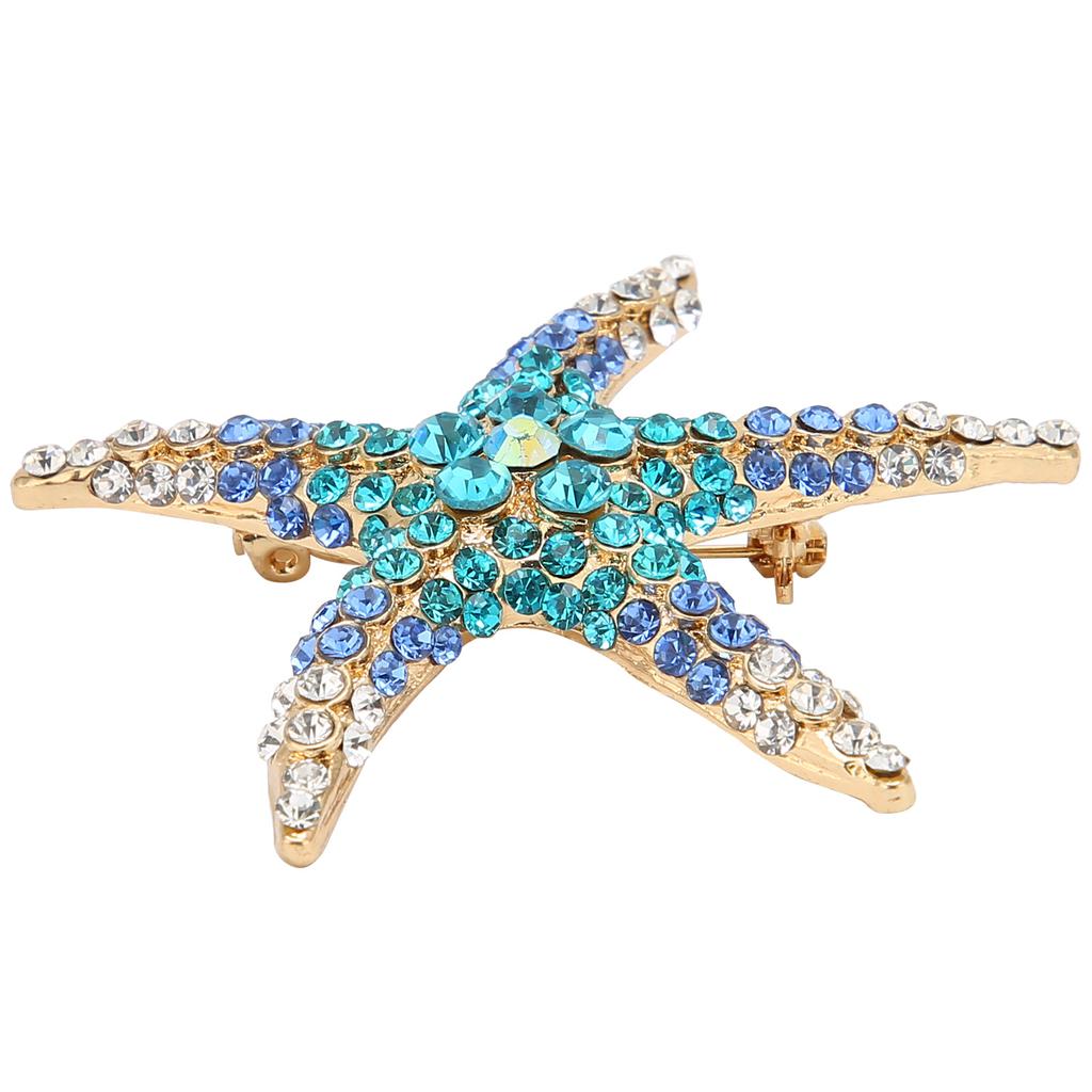 Pentagram Rhinestones Pin Brooch Starfish Clothing Accessories Ocean Blue Decorations