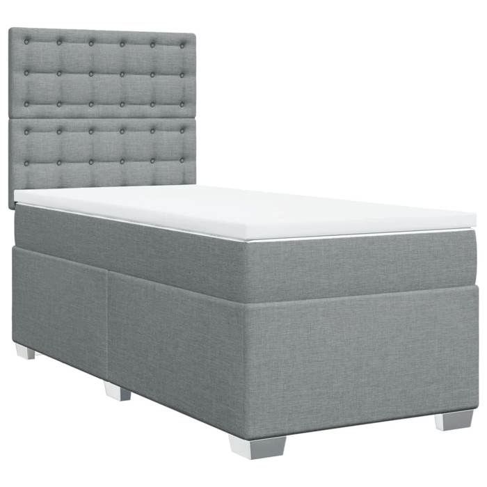 Maison Exclusive - Sommier à lattes de lit avec matelas Gris clair 100x200cm Tissu