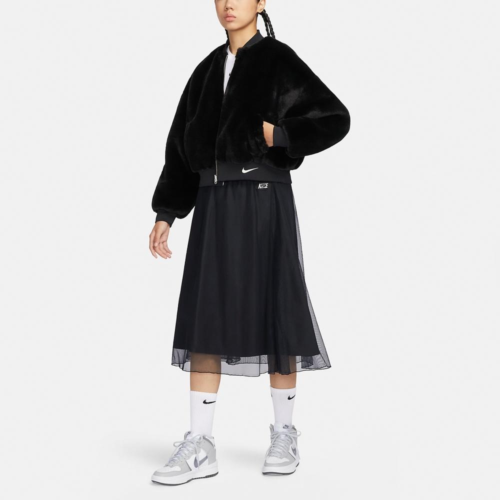 Nike Двусторонняя плюшевая флисовая куртка с бейсбольным воротником Женские куртки черные FB8693-010