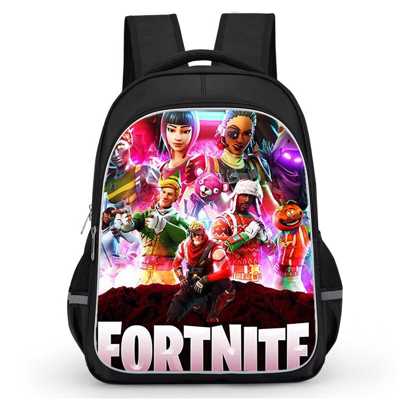 16-дюймовый мультяшный рюкзак Fortnite унисекс для мальчиков и девочек с двойными молниями, вместительный, легкий, студенческий рюкзак