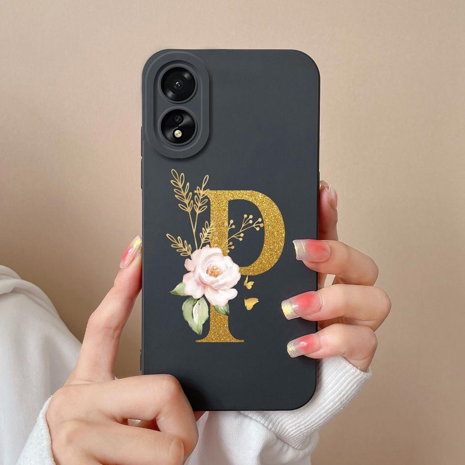 For OPPO Realme Narzo 60 Pro C51 11 Pro Plus A2 A58 A98 Phone Case Fashion Protective A-Z Flower Matte Liquid Silicone Soft Back Cover For OPPO Bumper