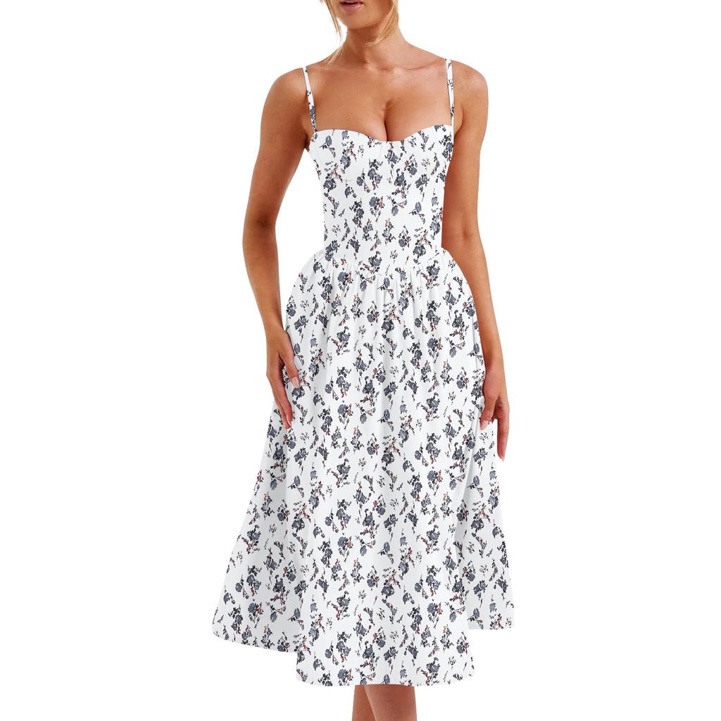 Women's Summer Sexy A-hem Mid-length Dress Slim Waist Suspender Skirt For Women