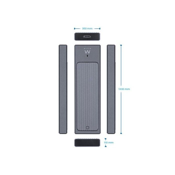 M.2 External Case Ewent EW7022 Aluminum Gray USB 3.2 Gen2 High Speed Compact