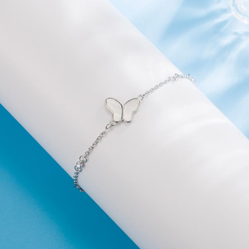 Tassel Chain White Shell Butterfly Charm Bracelet for Women Girls Elegant Party Wedding Birthday Fashion Jewelry