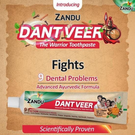 Zandu Dantveer, 500g, India’s 1st Ayurvedic Toothpaste with Irimedadi Oil | Scientifically Proven Formula |Fights 9 Dental Problems