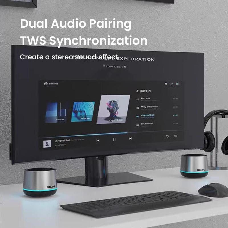 Philips Bluetooth-динамик TAS1009 Подключение Bluetooth 5.3, воспроизведение музыки, встроенный микрофон, звонки в режиме громкой связи