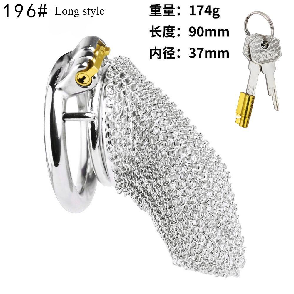 FRRK Male stainless steel mesh chastity lock, smooth, lightweight, anti-escape desire-controlling, penis lock, adult sex product