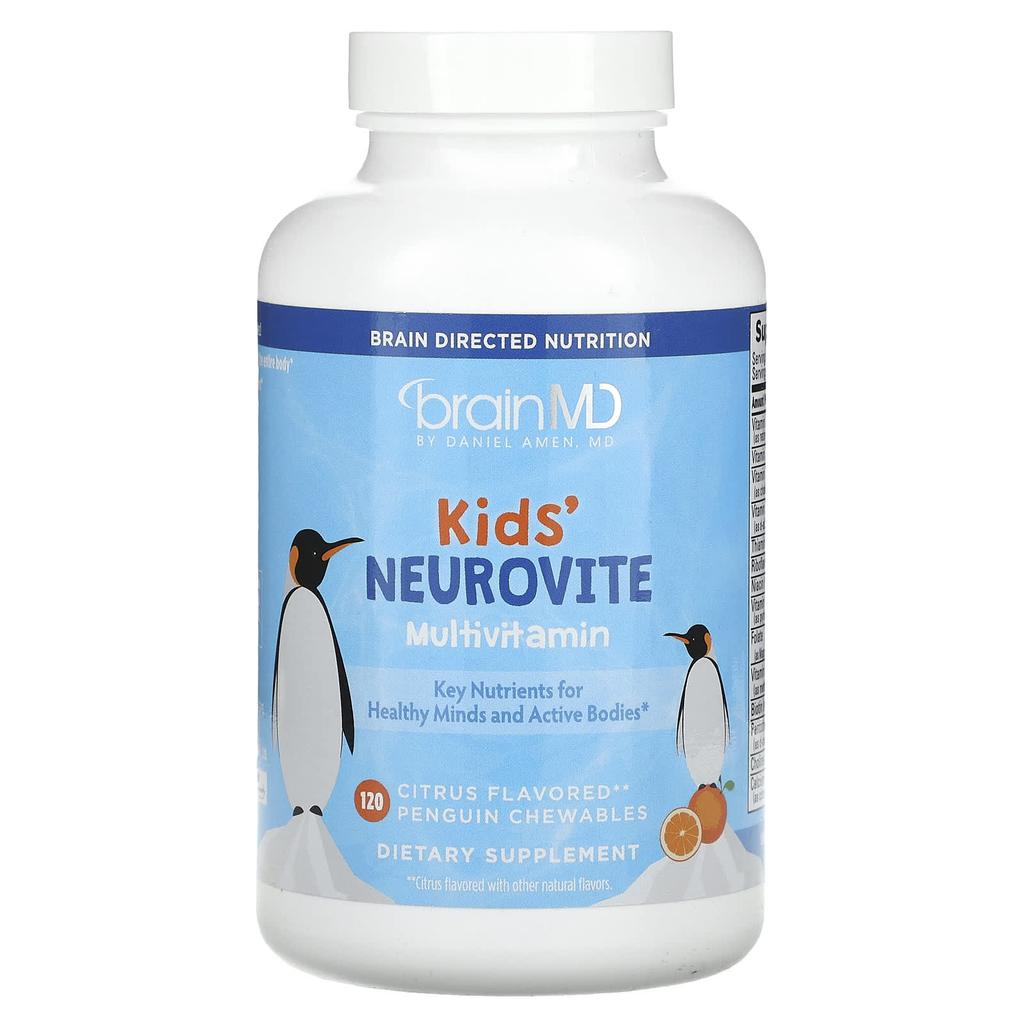 BrainMD, детский, поливитаминный комплекс Neurovite, цитрусовый, жевательный, 120 таблеток