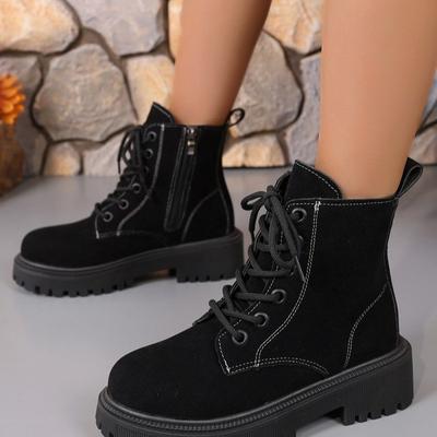 Внешнеторговые ботинки Мартин большого размера на шнуровке женские 2024 осень и зима новые европейская и американская мода универсальные повседневные короткие ботинки теплые женские