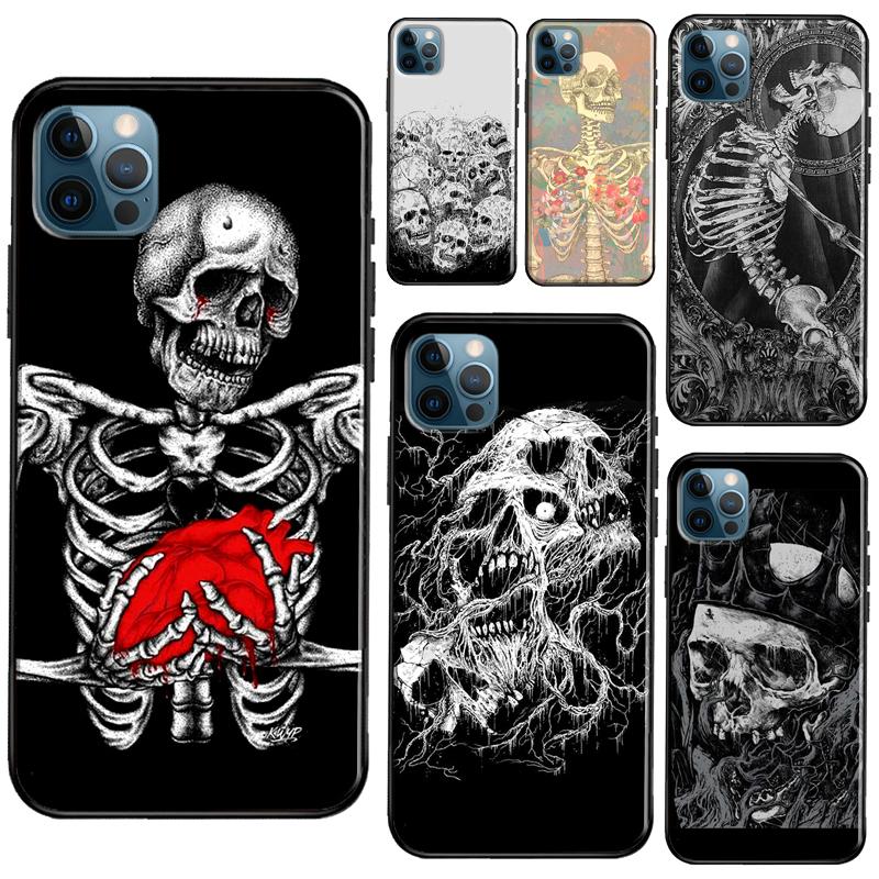 Gothic Fashion Skull Case For iPhone 11 14 Pro Max SE 2020 XR X XS Max 6S 7 8 Plus Cover For iPhone 12 13 Mini