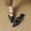 Hot Sale Summer New Style Luxury Pointed Toe Flats Heel Casual Pure Color Outdoor Wearable Half Slip On Sandals Fashion Slippers