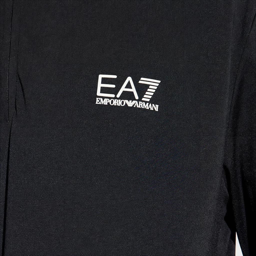Emporio Armani EA7 Весна-Лето 2024 Поло с полосатой отделкой и логотипом-буквой, мужская футболка с коротким рукавом, верх Черный 6DPF18-PJ27Z-1200