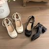 Водонепроницаемые туфли-лодочки с неглубоким вырезом, на среднем каблуке, легкие и нежные Мэри Джейн, французские туфли на толстом каблуке, женские балетки с перекрестными ремешками, туфли на высоком каблуке 2025