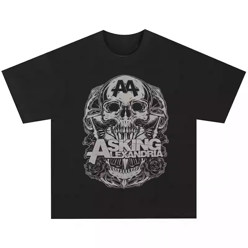 2025 Asking Alexandria Группа Рок Ретро Футболка Уличная Короткий Рукав Винтаж Высокое Качество Люксовый Бренд Стиль Продаж