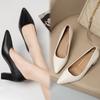 Pointed Temperament High-heeled Single Shoes Women's New Korean Version Light Mouth Thick-heeled Professional Shoes Fashion Sexy High-heeled Shoes