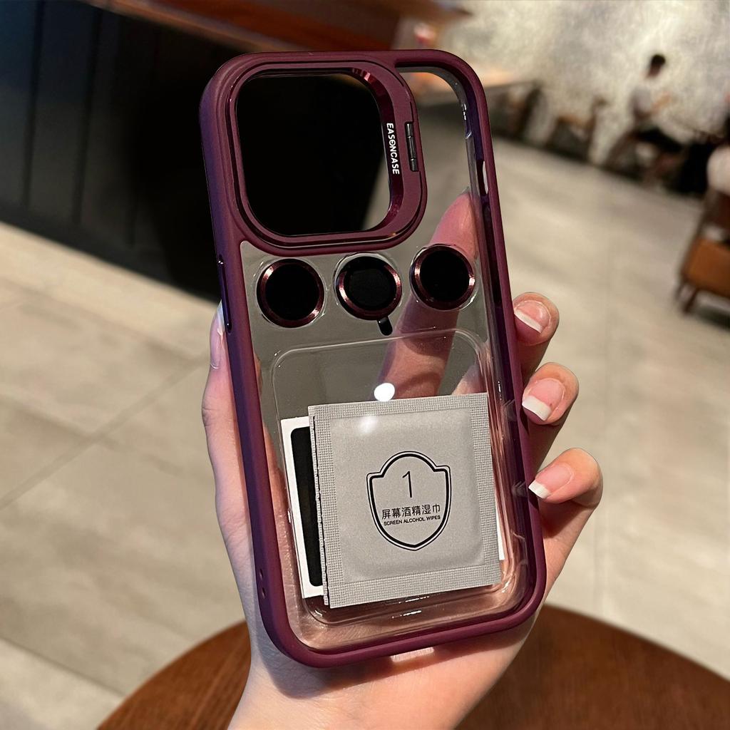 Роскошный прозрачный чехол для телефона с подставкой для iPhone 15 14 13 Pro Max 14 15 Plus с держателем и защитой объектива камеры, противоударный чехол