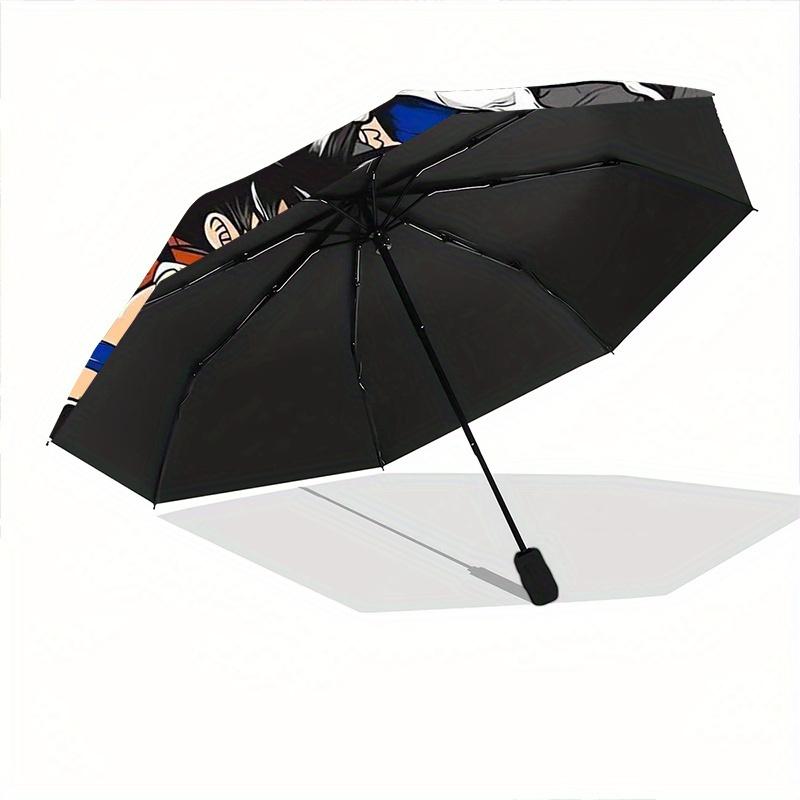 Handsome Son Goku & Cute Son Goku Automatic Opening and Closing Umbrella, Lightweight 3-Fold, With Cute Cartoon Characters, Suitable for Hom